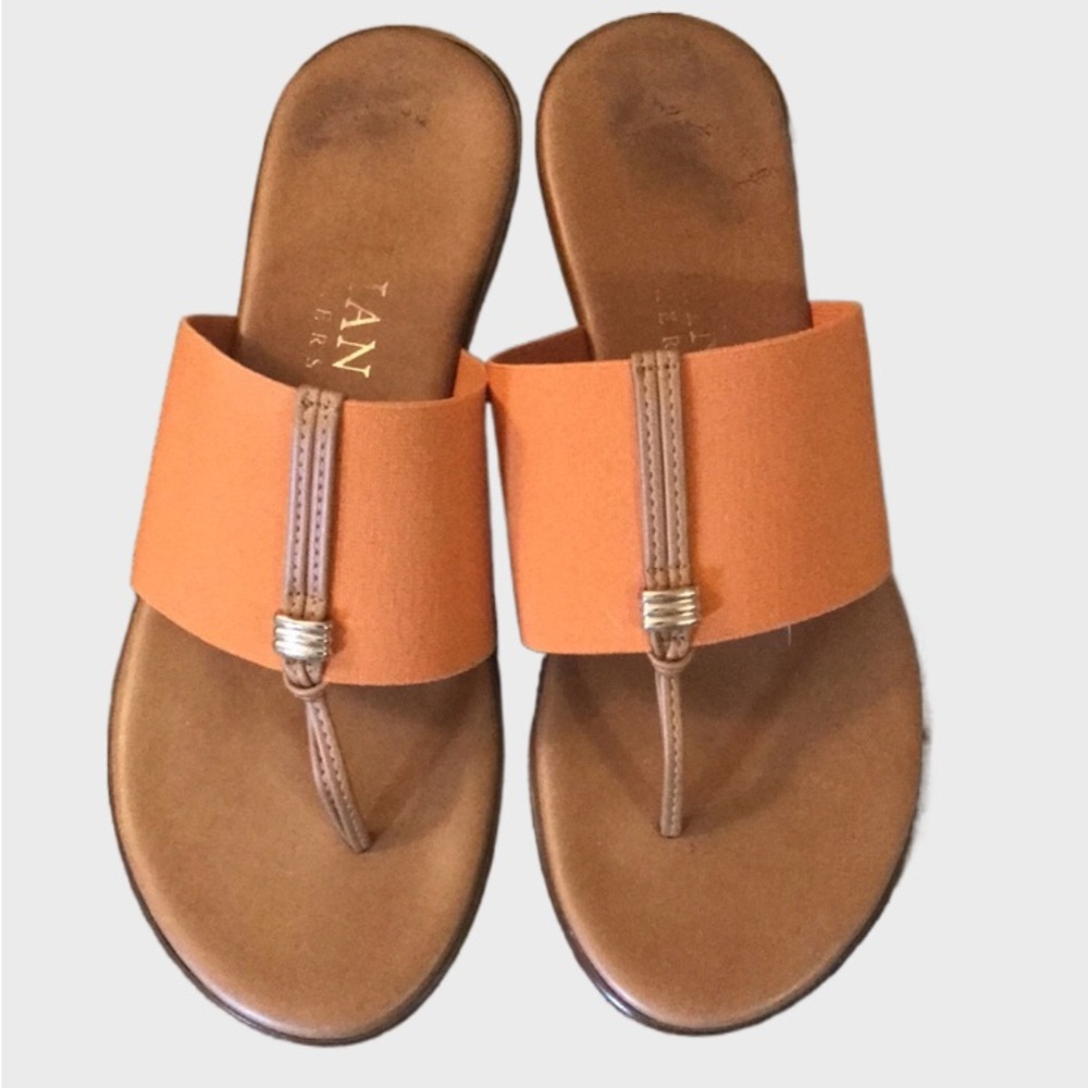 Italian Shoemakers Orange Wide-Band Toe-Post Sandals